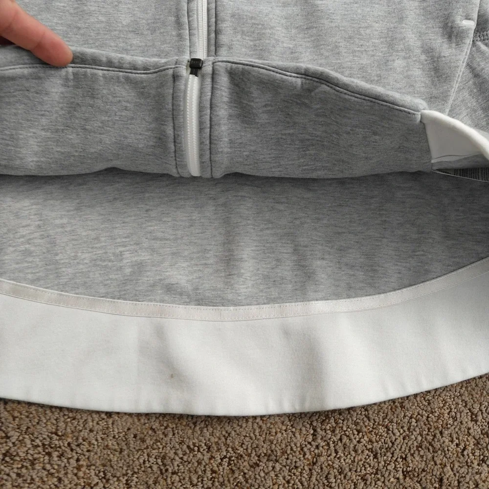 Nike Tech Fleece Full Zip Hoodie Women's Size L‎ Gray White Layering Athleisure